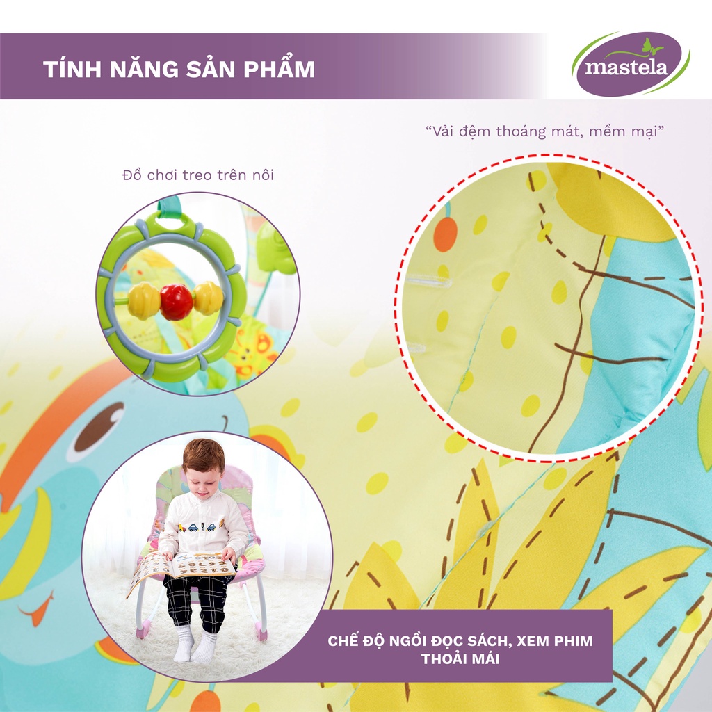 Ghế rung có nhạc, bập bênh kiêm ghế ngồi trẻ em 2 vị trí ngả lưng Mastela 6903/6904 - Bảo hành chính hãng 1 năm