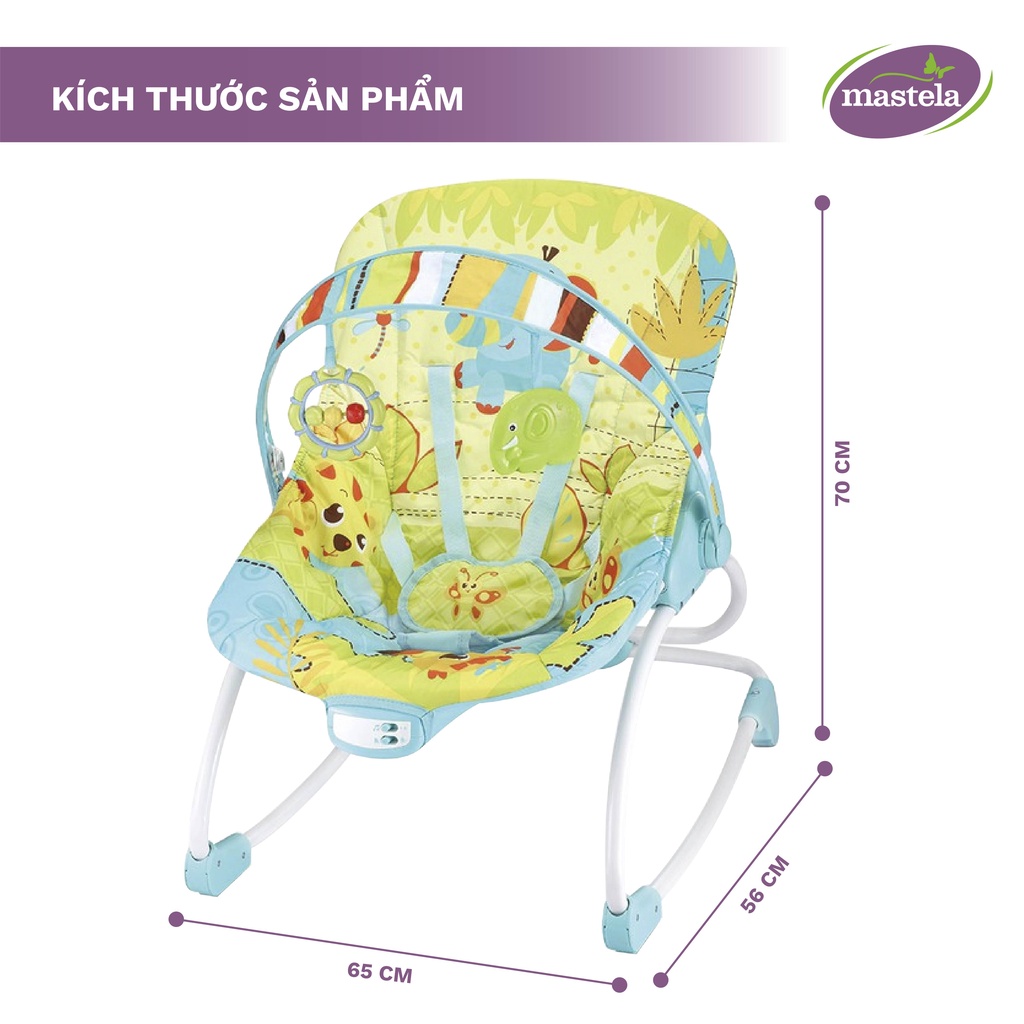 Ghế rung có nhạc, bập bênh kiêm ghế ngồi trẻ em 2 vị trí ngả lưng Mastela 6903/6904 - Bảo hành chính hãng 1 năm