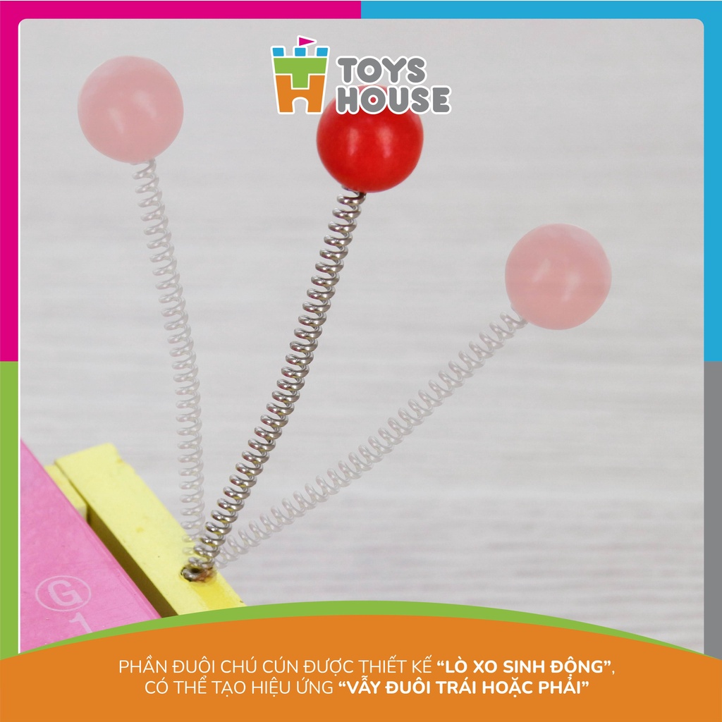 Đồ chơi gỗ - Đàn xylophone cầu vồng kết hợp xe kéo hình cún  thỏa mãn đam mê âm nhạc của trẻ Toyshouse 1152