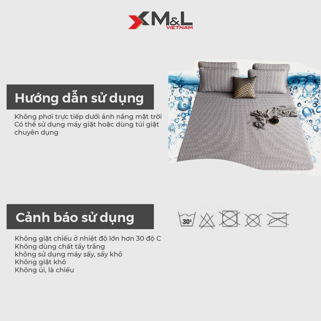 Chiếu điều hòa kèm 2 áo gối - lụa Nano lót cao su non - Tencel Latex M&L CM1