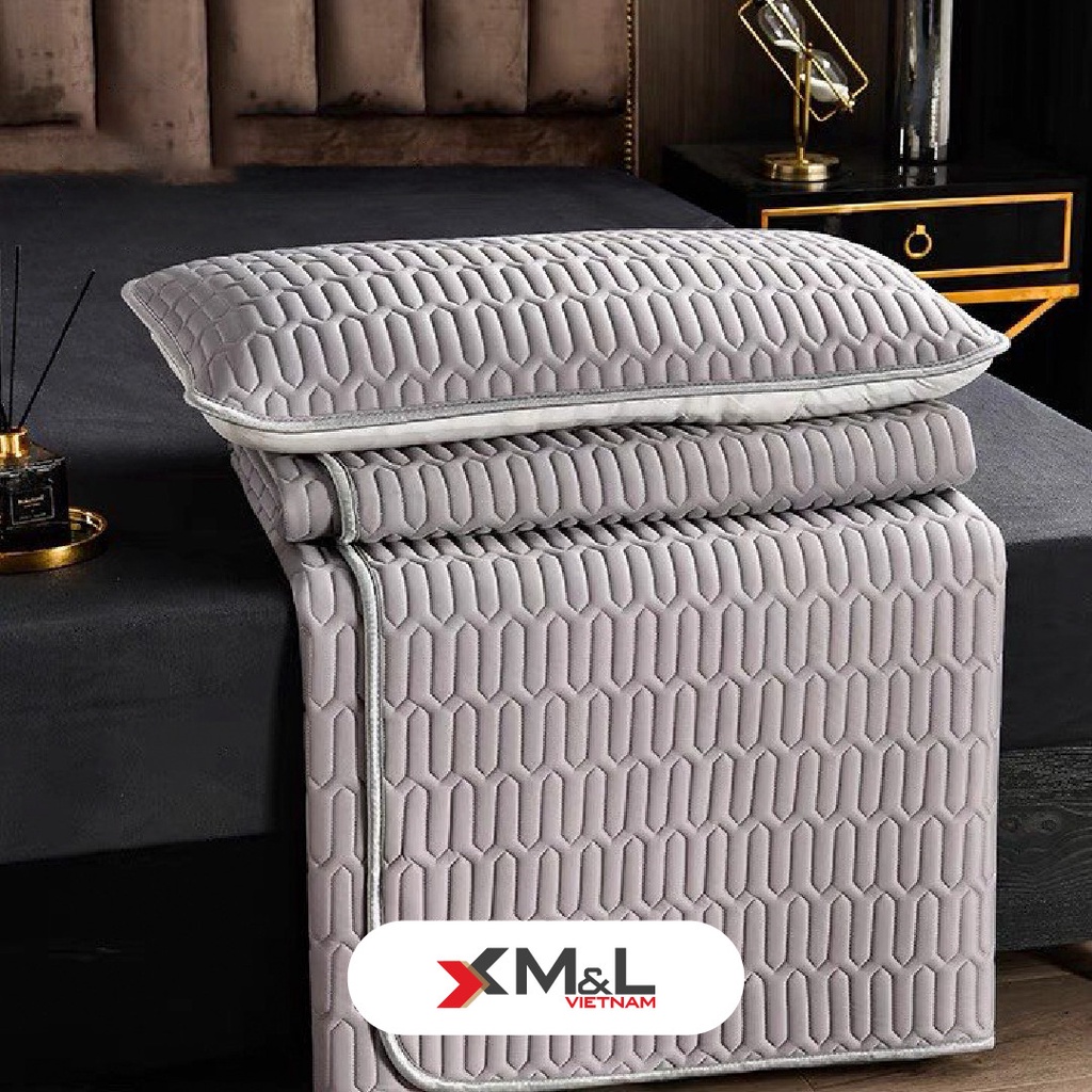 Chiếu điều hòa kèm 2 áo gối - lụa Nano lót cao su non - Tencel Latex M&L CM1