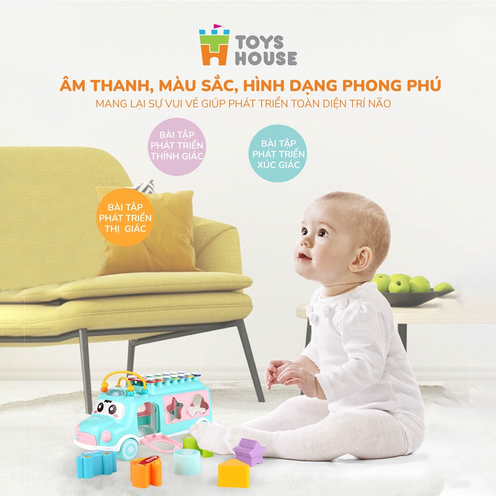Đồ chơi ô tô thả hình khối kết hợp đàn gõ Xylophone giáo dục sớm cho bé Toyshouse HE8036
