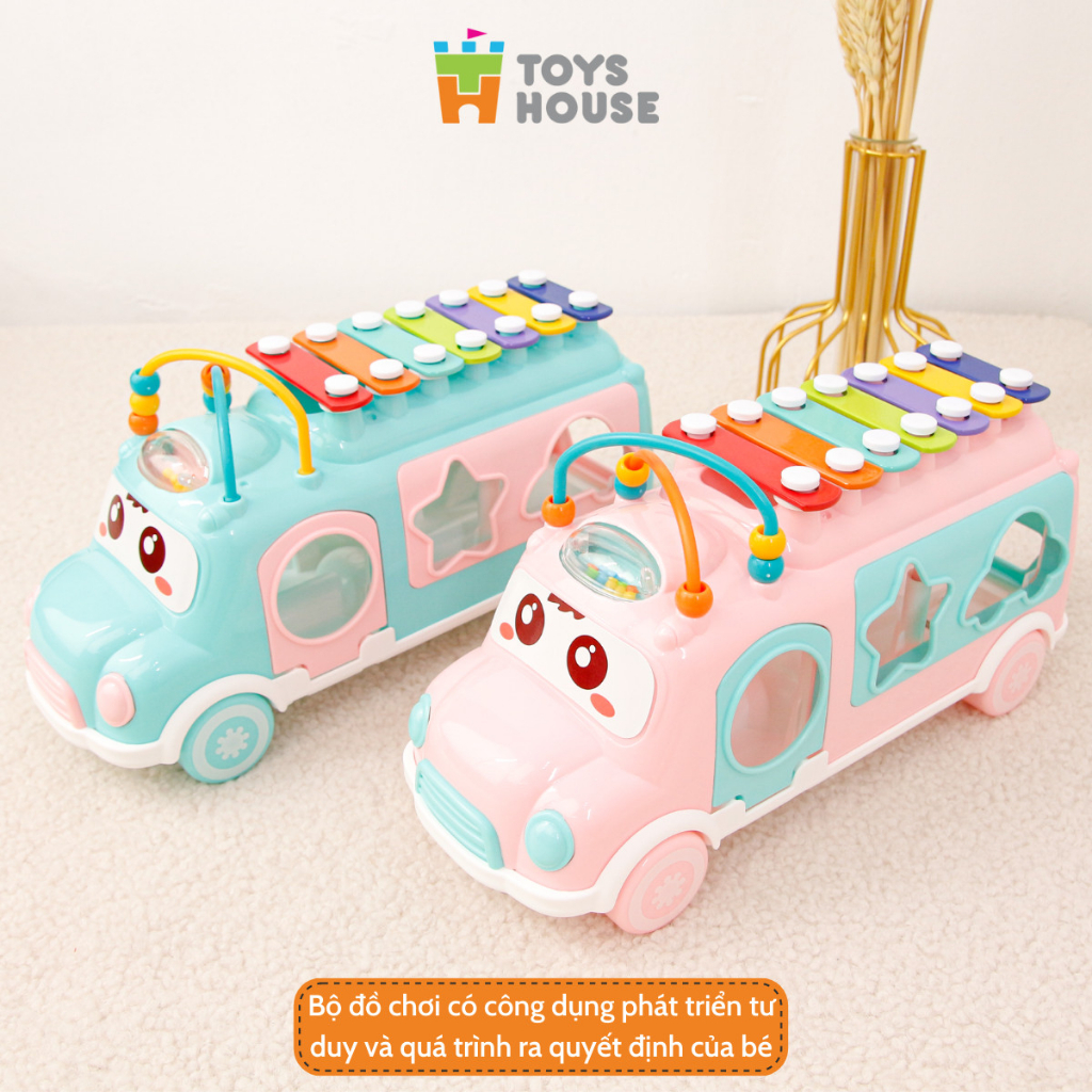 Đồ chơi ô tô thả hình khối kết hợp đàn gõ Xylophone giáo dục sớm cho bé Toyshouse HE8036