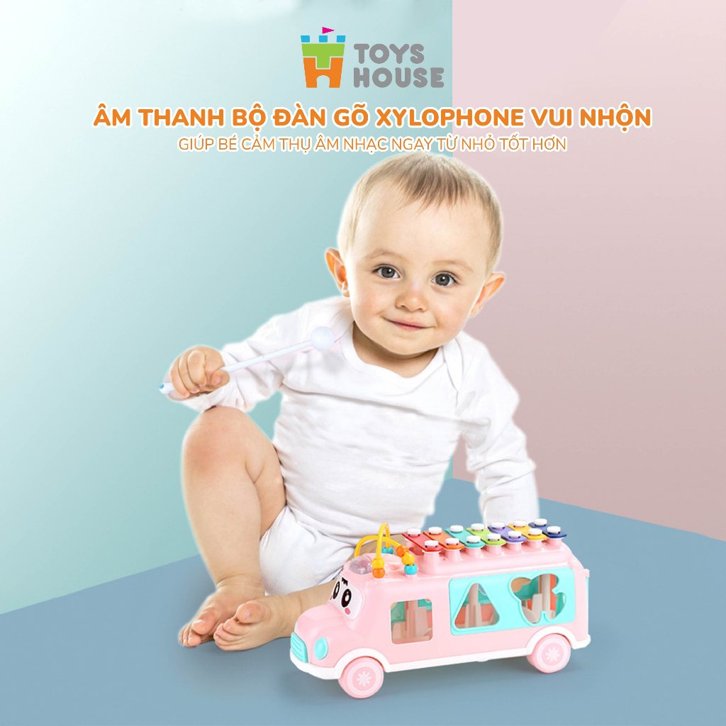 Đồ chơi ô tô thả hình khối kết hợp đàn gõ Xylophone giáo dục sớm cho bé Toyshouse HE8036