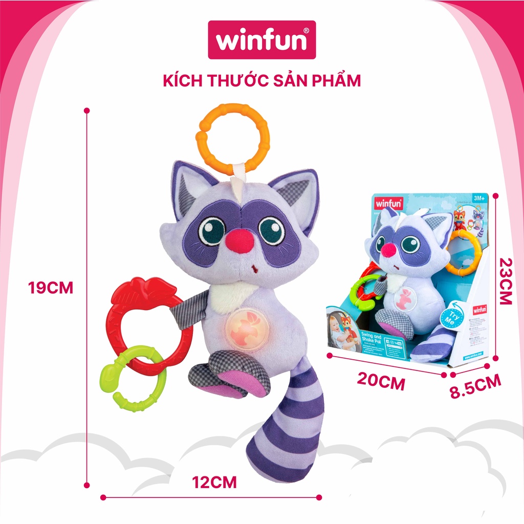 Đồ chơi treo nôi cho bé cảm ứng phát nhạc, biết nói tiếng anh, gấu mèo MoMo - người bạn đồng hành cùng bé Winfun 720020