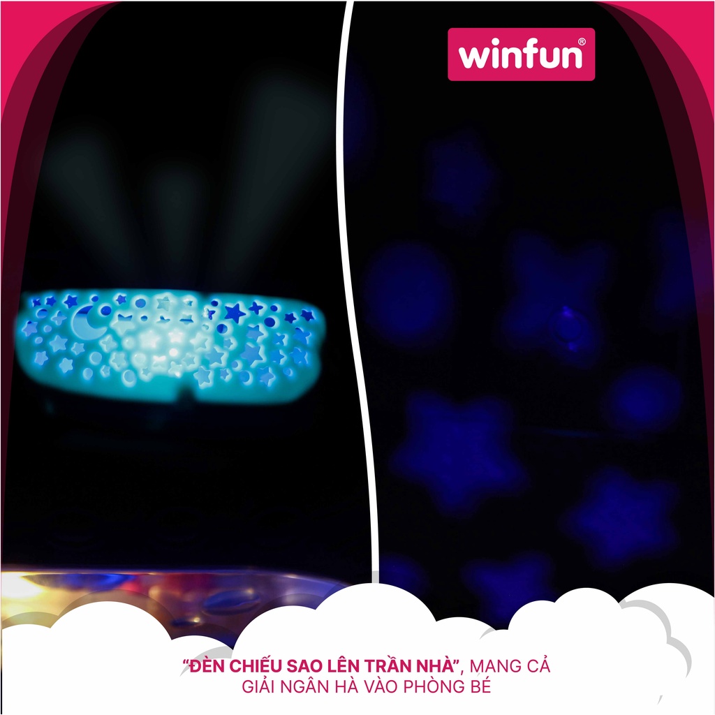 Đèn ngủ treo nôi chiếu trăng sao, máy tạo tiếng ồn trắng ru ng.ủ Winfun WF720000-NL
