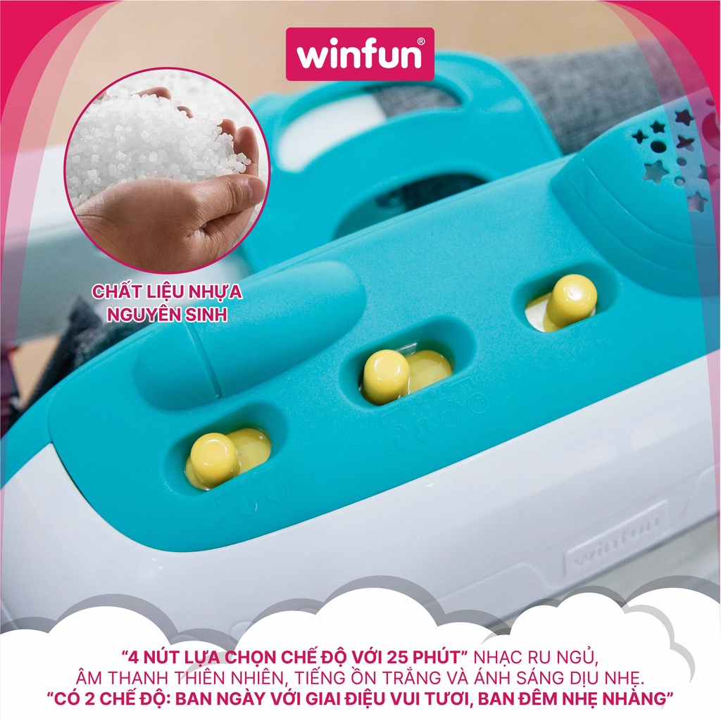 Đèn ngủ treo nôi chiếu trăng sao, máy tạo tiếng ồn trắng ru ng.ủ Winfun WF720000-NL