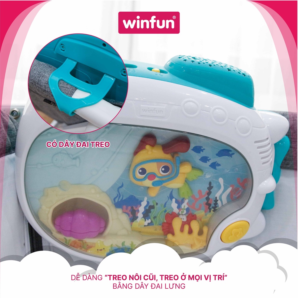 Đèn ngủ treo nôi chiếu trăng sao, máy tạo tiếng ồn trắng ru ng.ủ Winfun WF720000-NL