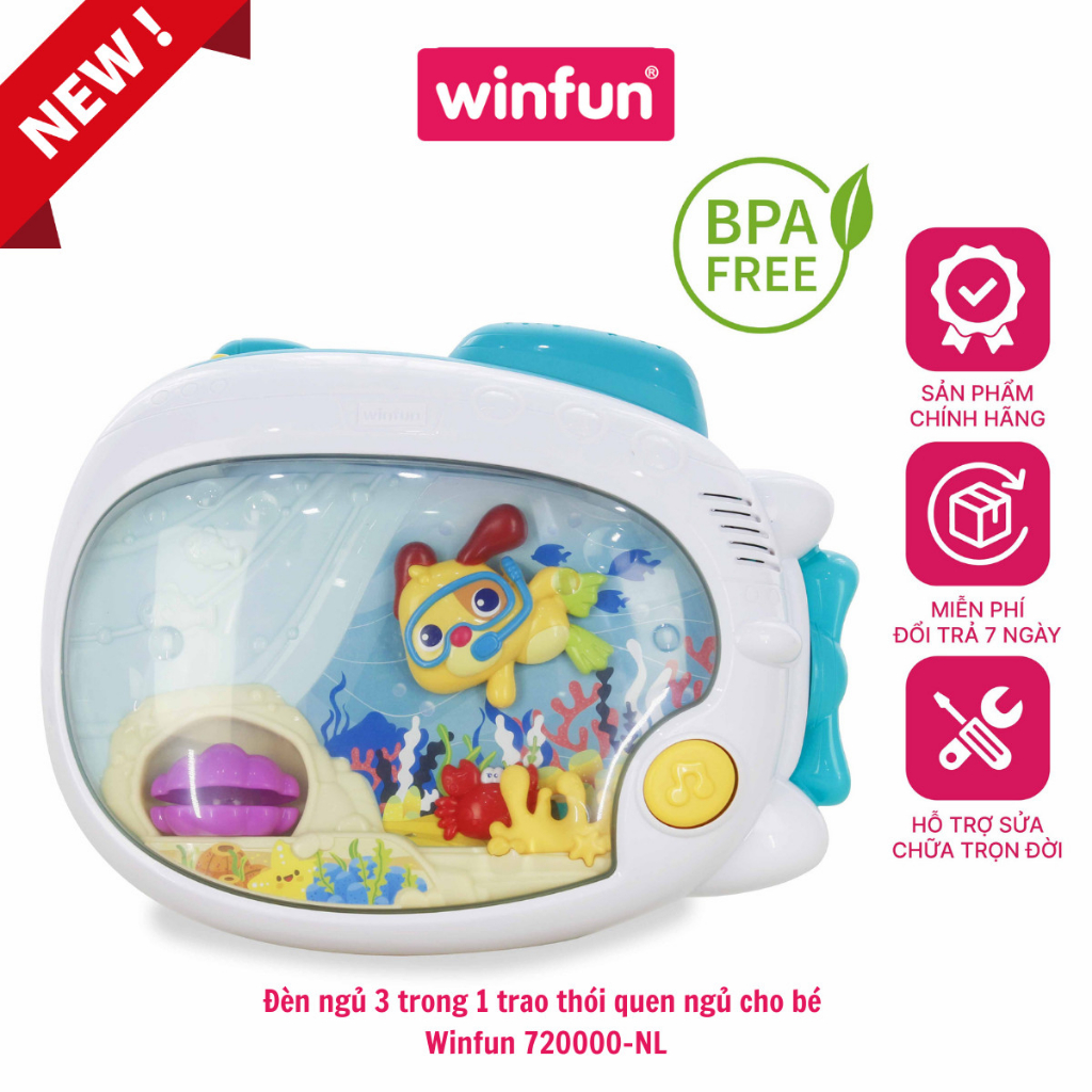 Đèn ngủ treo nôi chiếu trăng sao, máy tạo tiếng ồn trắng ru ng.ủ Winfun WF720000-NL