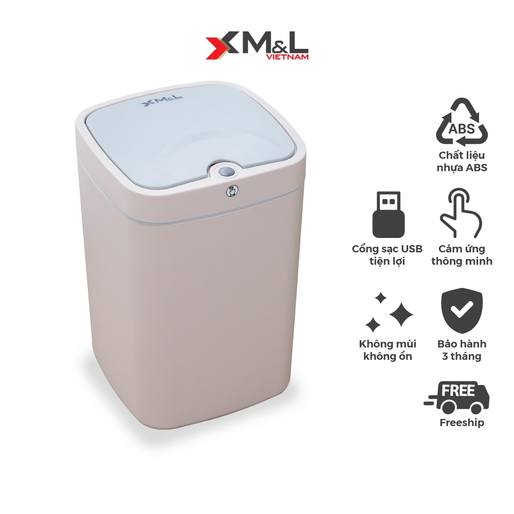 Thùng rác cảm ứng thông minh 18 lít M&L B-JA-18 - Sang trọng, đẳng cấp, tiện lợi