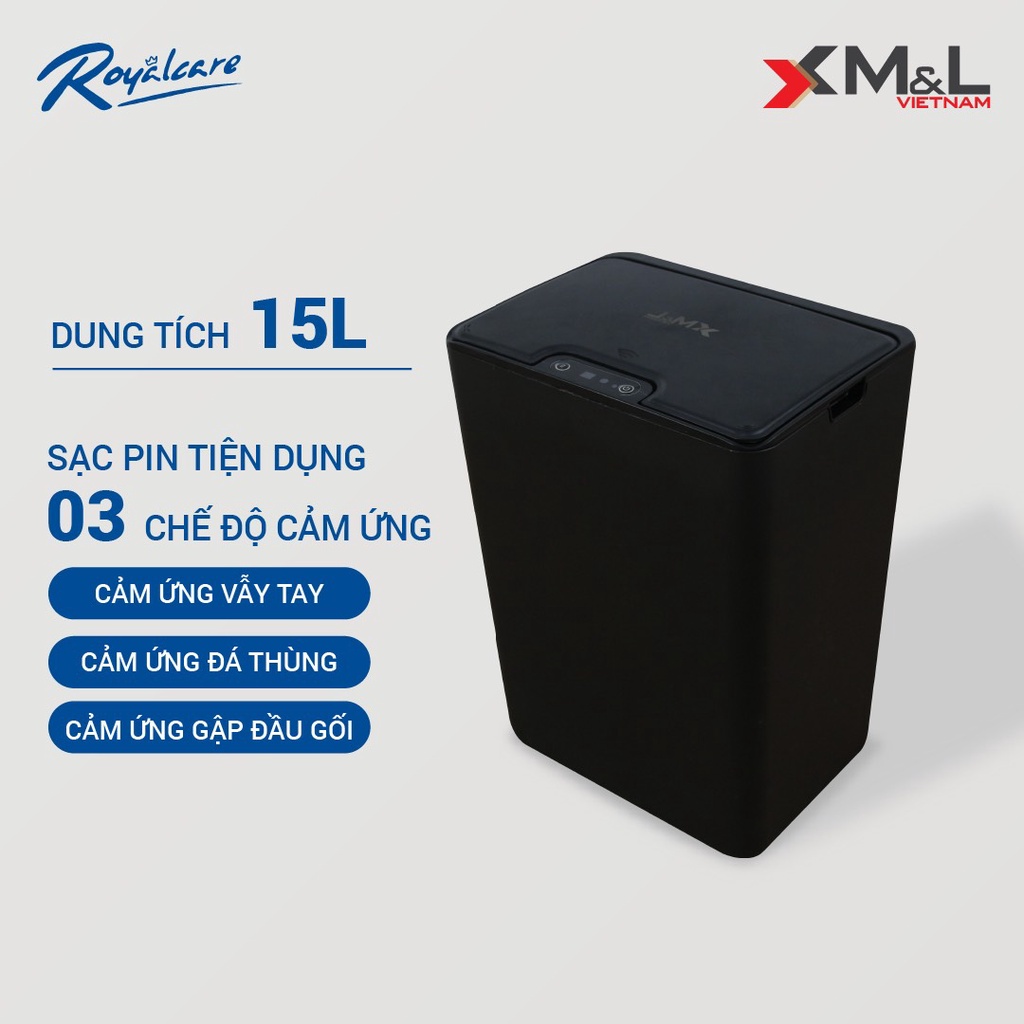 Thùng rác cảm ứng thông minh 15 lít M&amp;L FH-2 - Hàng chính hãng bảo hành 03 tháng