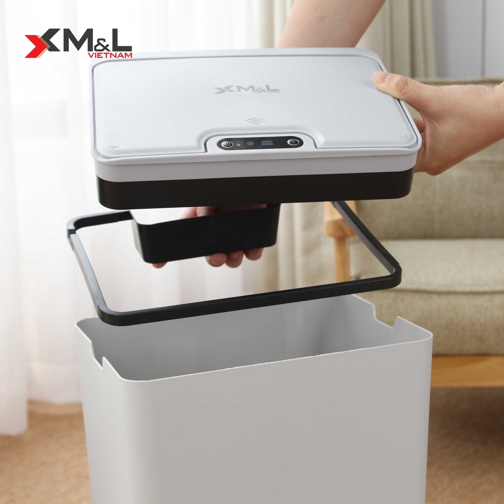 Thùng rác cảm ứng thông minh 15 lít M&amp;L FH-2 - Hàng chính hãng bảo hành 03 tháng