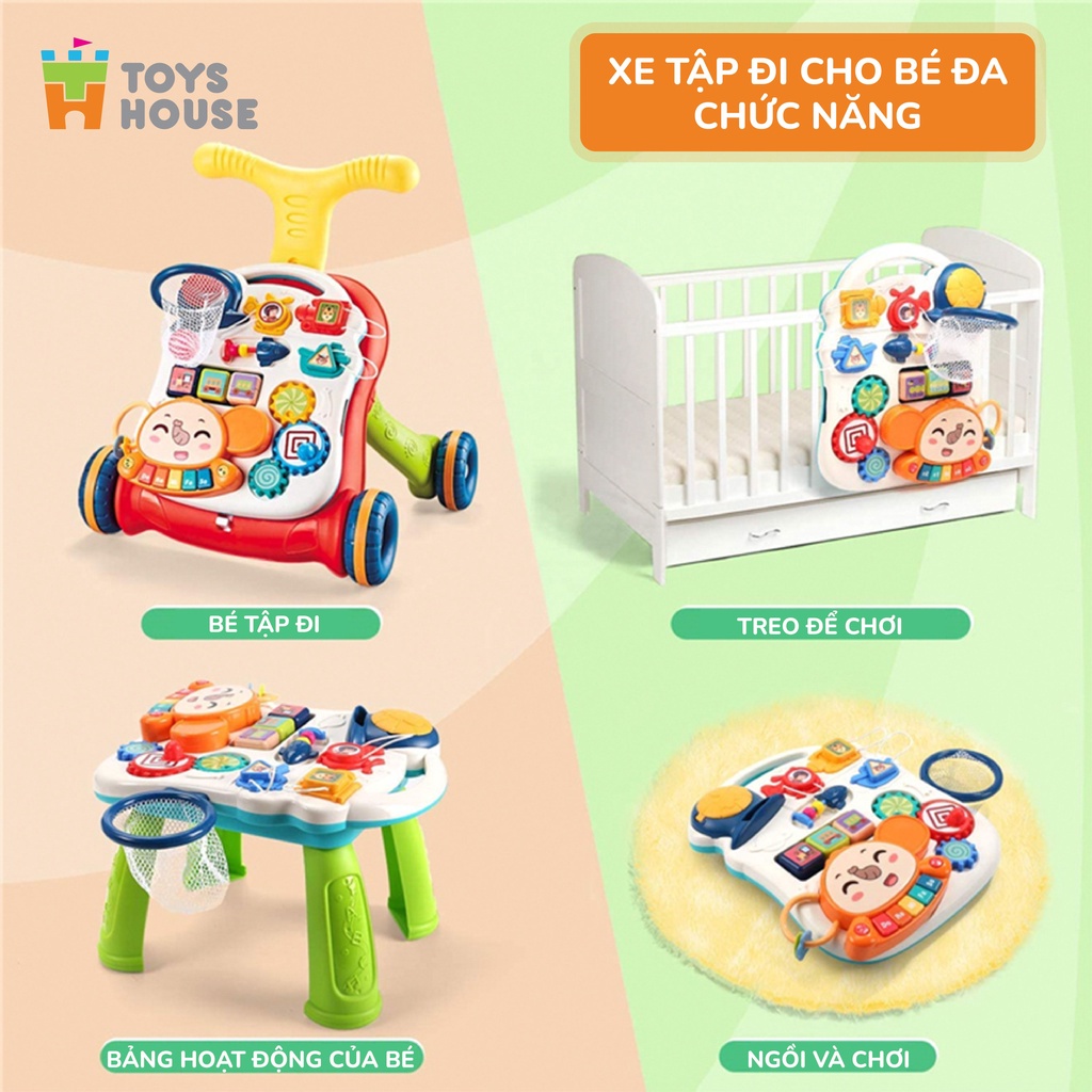 Xe tập đi cho bé kiêm bàn chơi đa năng có nhạc điều chỉnh tốc độ, chống vòng kiềng Toyshouse N6038