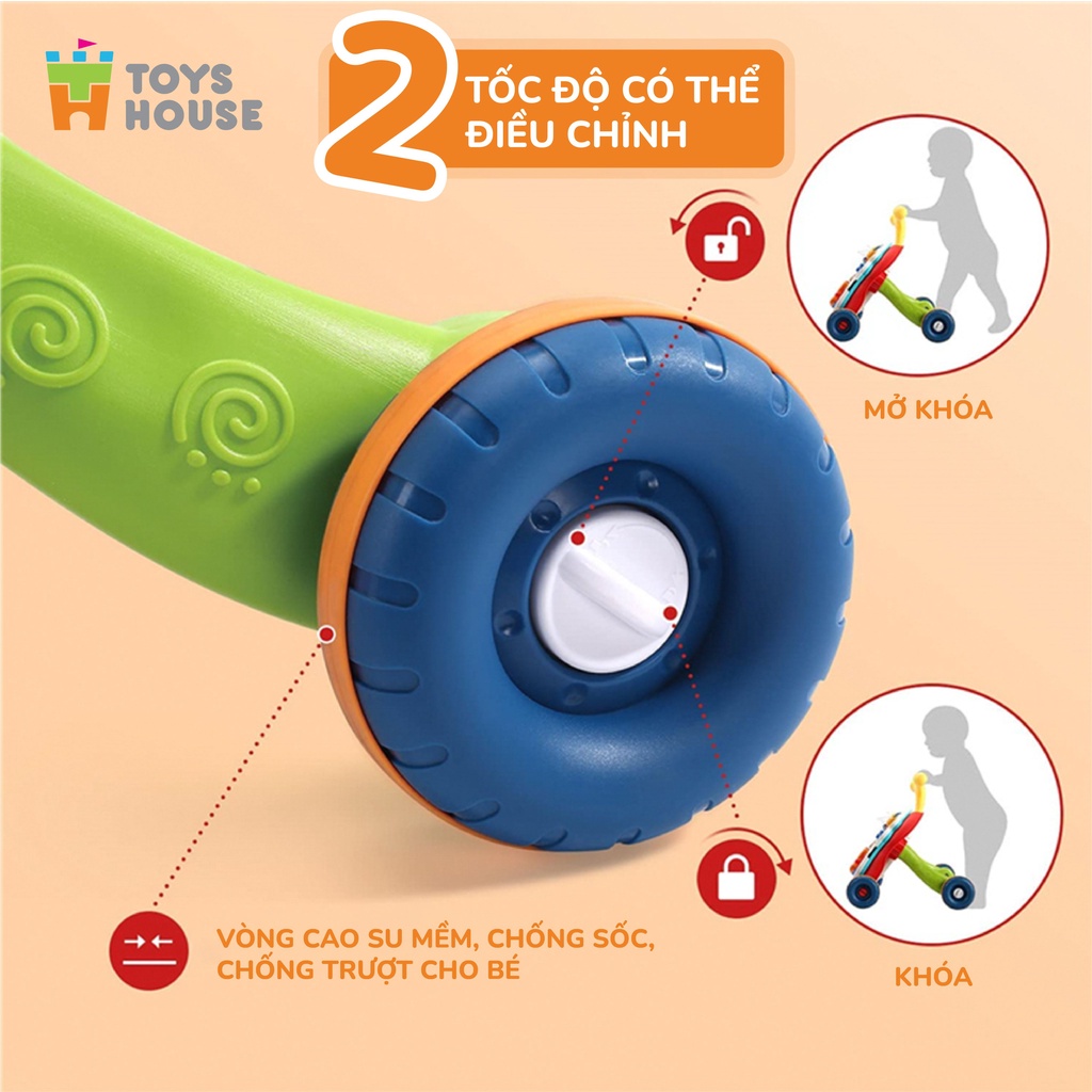 Xe tập đi cho bé kiêm bàn chơi đa năng có nhạc điều chỉnh tốc độ, chống vòng kiềng Toyshouse N6038