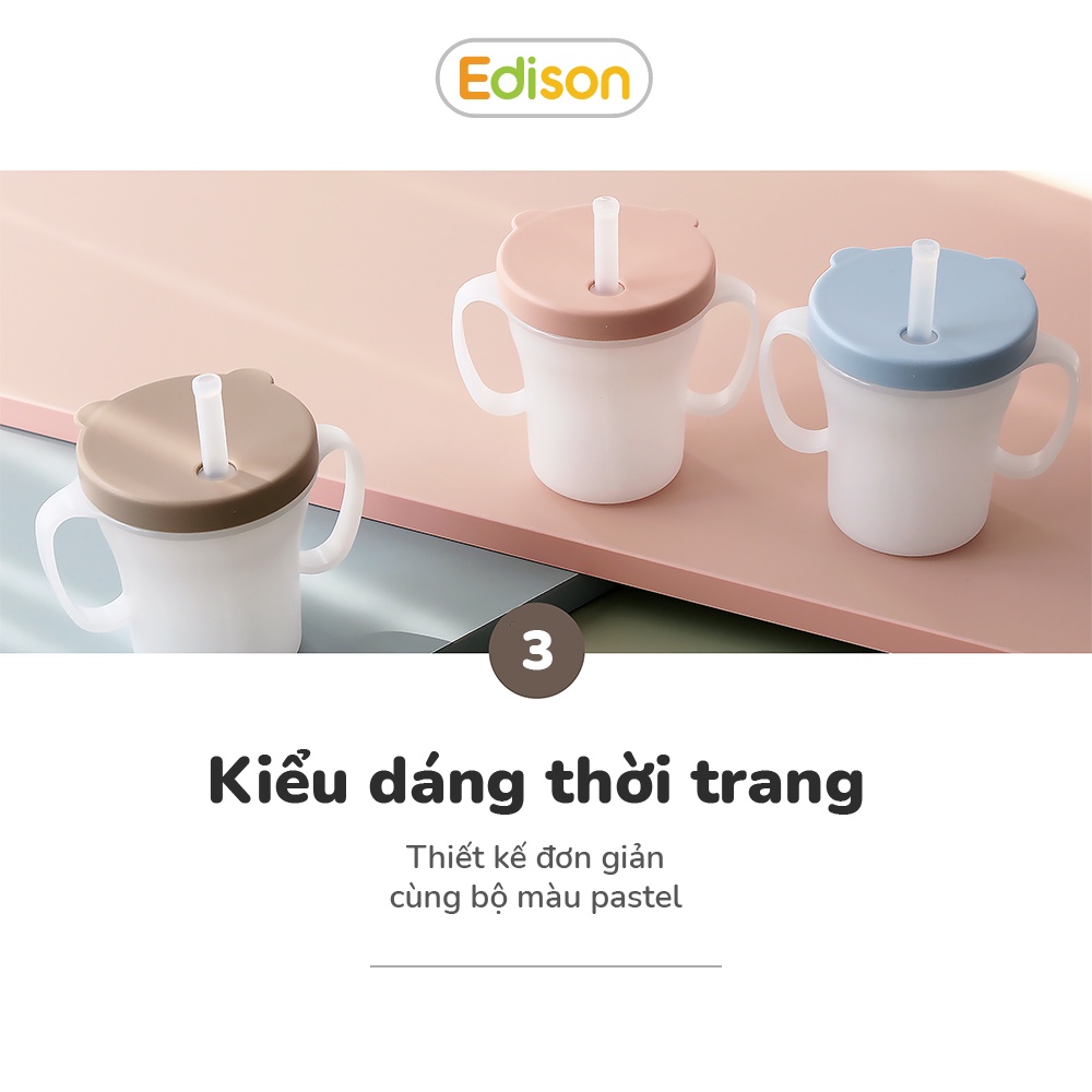 Cốc tập uống 3 giai đoạn Edison Hàn Quốc có ống hút chống rò rỉ và tay cầm cho bé từ 6 tháng 3550
