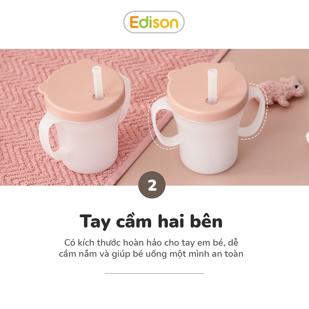 Cốc tập uống 3 giai đoạn Edison Hàn Quốc có ống hút chống rò rỉ và tay cầm cho bé từ 6 tháng 3550