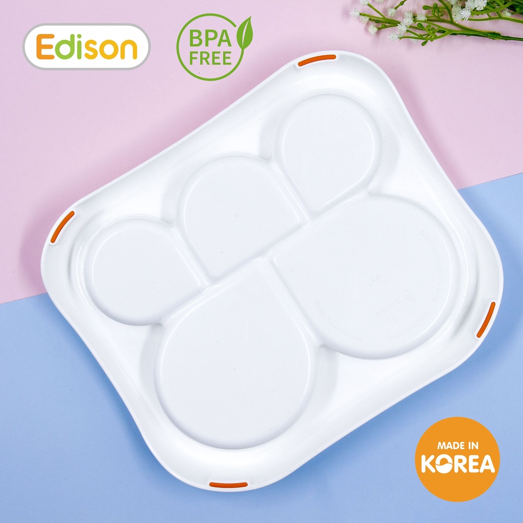 Khay ăn dặm cao cấp có đế silicone chống trượt cho bé Edison Hàn Quốc  6865