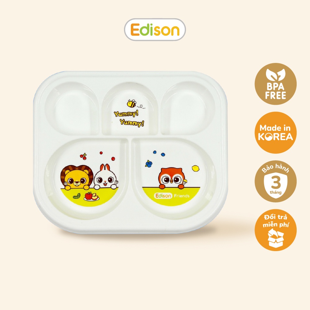 Khay ăn dặm cao cấp có đế silicone chống trượt cho bé Edison Hàn Quốc  6865