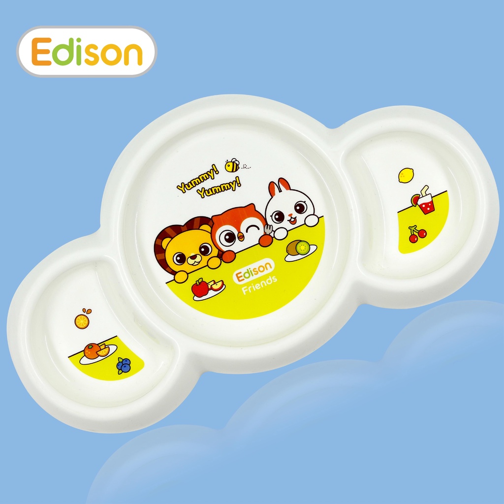 Khay ăn dặm cao cấp có đế silicone chống trượt cho bé Edison Hàn Quốc  6865