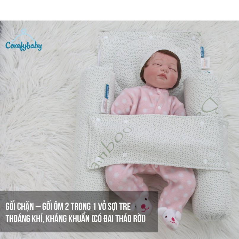 Gối chặn sơ sinh bamboo mềm mại, thoáng khí Comfybaby CFN02