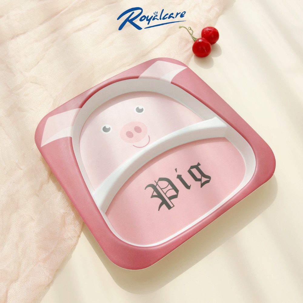 Khay ăn dặm chia 2 ngăn từ tre Bamboo kháng khuẩn cho bé Royalcare D7006