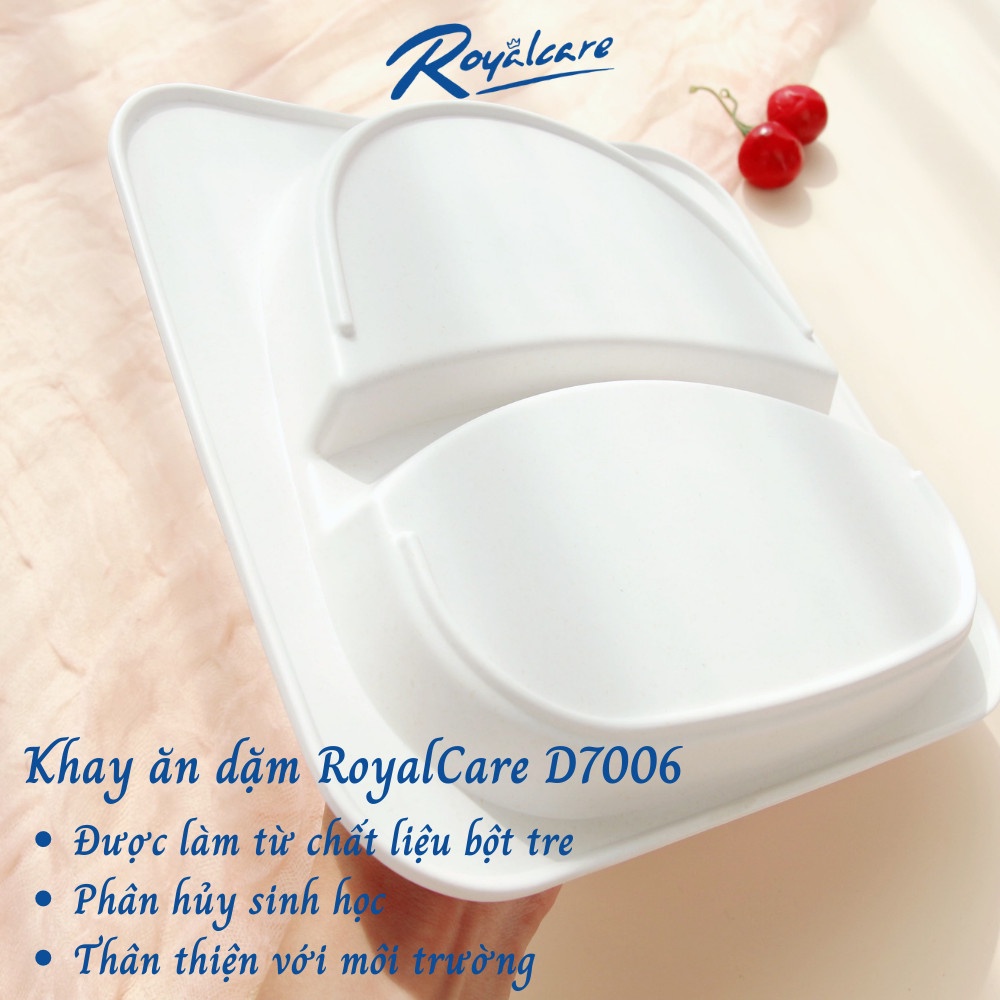 Khay ăn dặm chia 2 ngăn từ tre Bamboo kháng khuẩn cho bé Royalcare D7006