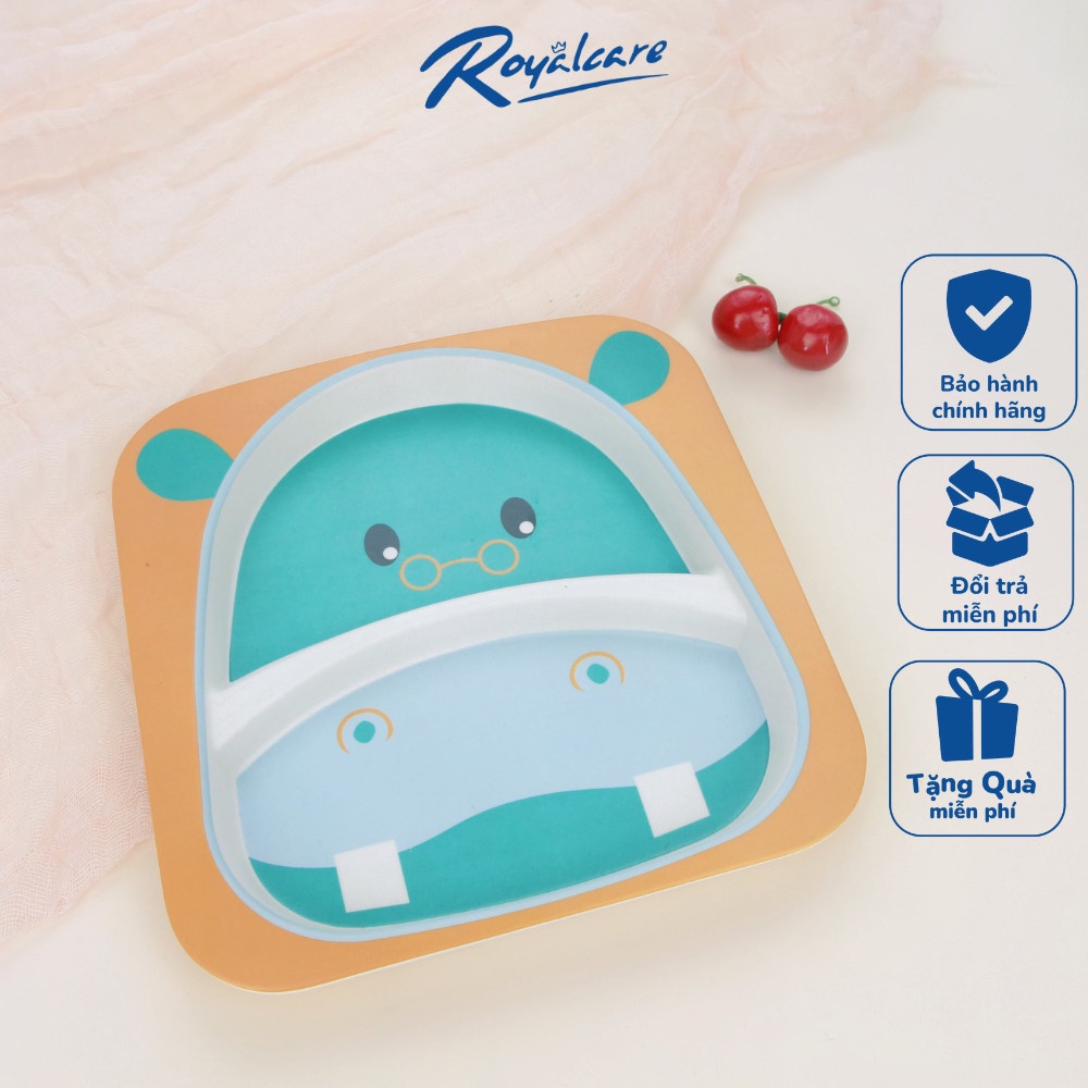 Khay ăn dặm chia 2 ngăn từ tre Bamboo kháng khuẩn cho bé Royalcare D7006