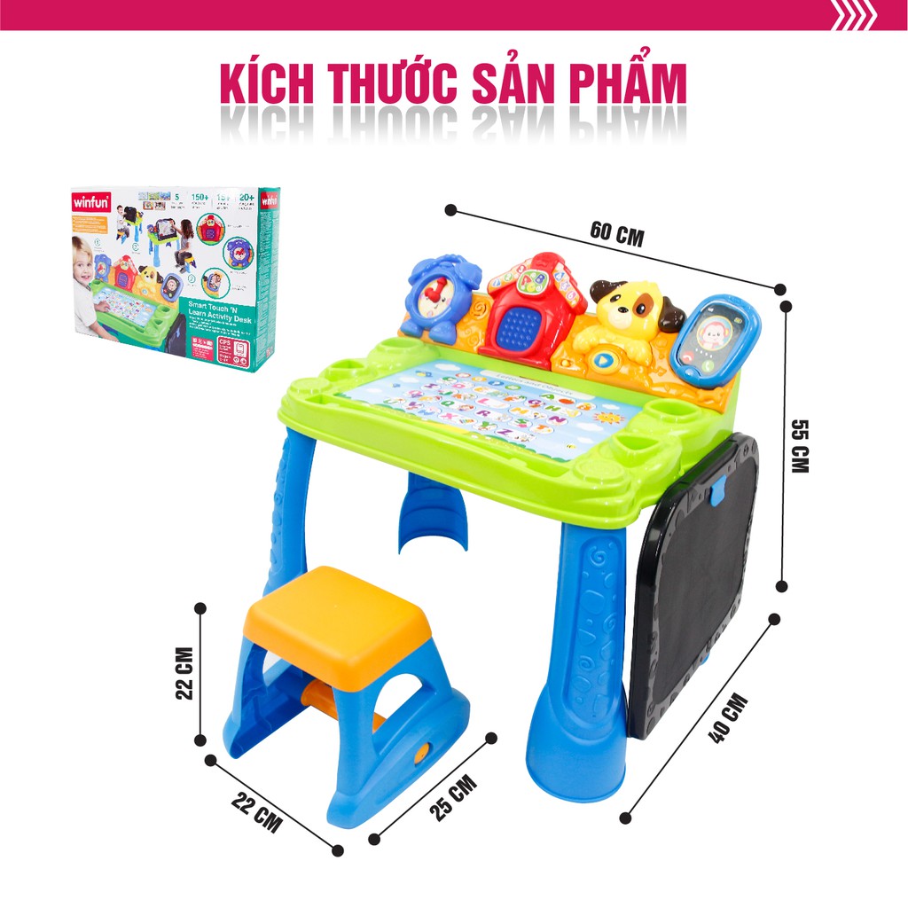 Bộ bàn ghế hỗ trợ học tập và vui chơi cho bé, đa năng - nhiều hiệu ứng hấp dẫn Winfun 1207 - hàng chính hãng