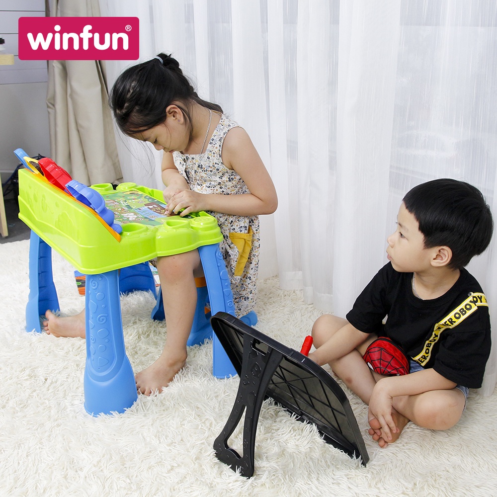 Bộ bàn ghế hỗ trợ học tập và vui chơi cho bé, đa năng - nhiều hiệu ứng hấp dẫn Winfun 1207 - hàng chính hãng