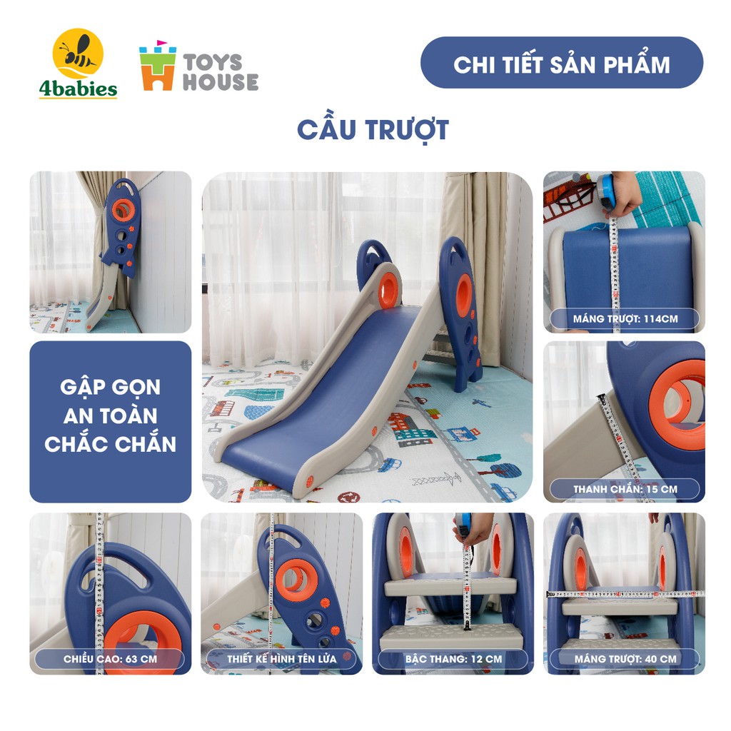 Nhà banh gập gọn - đồ chơi vận động trong quây bóng cho bé cầu trượt/ tuột kèm xích đu Toyshouse tiêu chuẩn Châu âu