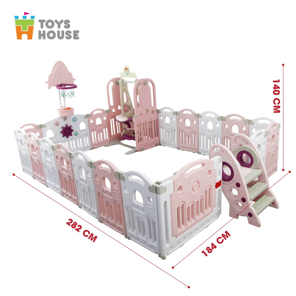 Nhà banh gập gọn - đồ chơi vận động trong quây bóng cho bé cầu trượt/ tuột kèm xích đu Toyshouse tiêu chuẩn Châu âu