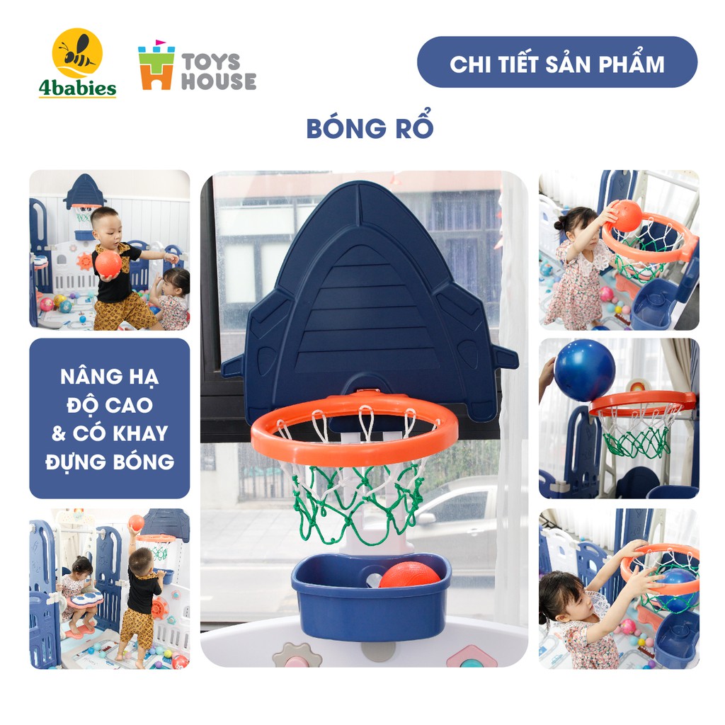 Nhà banh gập gọn - đồ chơi vận động trong quây bóng cho bé cầu trượt/ tuột kèm xích đu Toyshouse tiêu chuẩn Châu âu