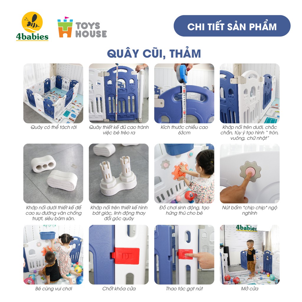 Nhà banh gập gọn - đồ chơi vận động trong quây bóng cho bé cầu trượt/ tuột kèm xích đu Toyshouse tiêu chuẩn Châu âu