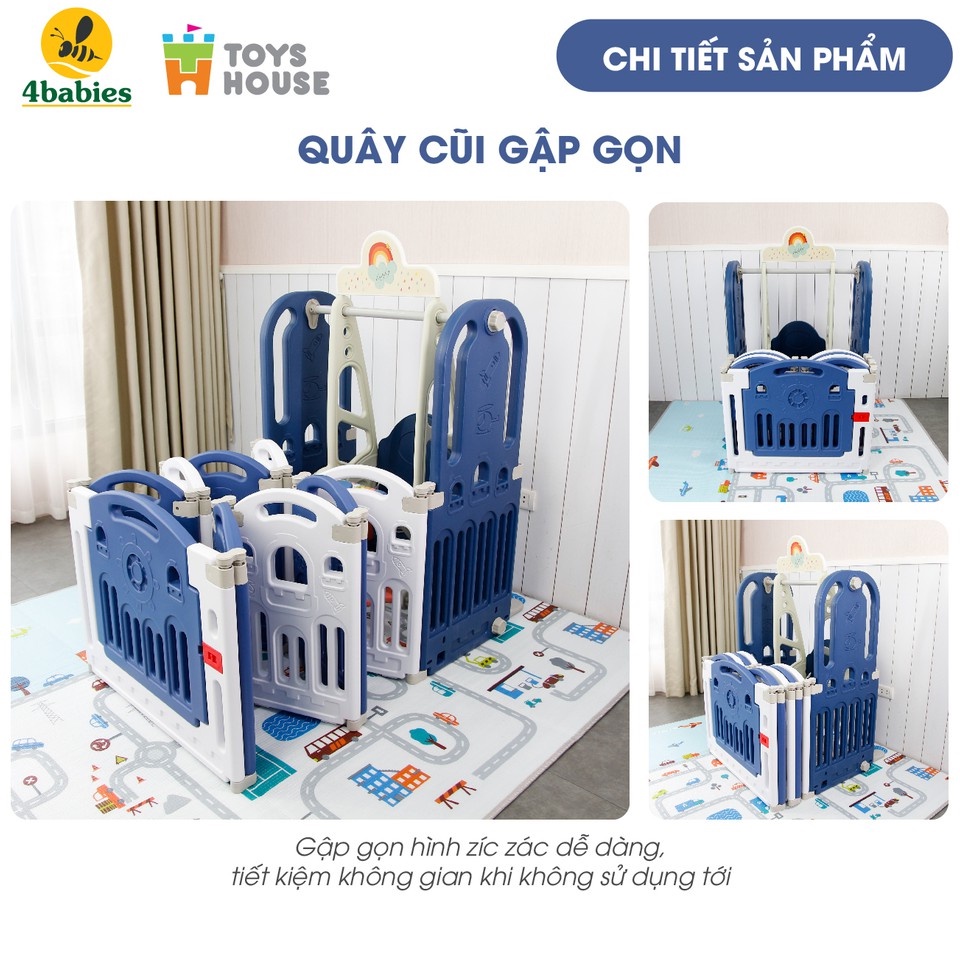 Nhà banh gập gọn - đồ chơi vận động trong quây bóng cho bé cầu trượt/ tuột kèm xích đu Toyshouse tiêu chuẩn Châu âu