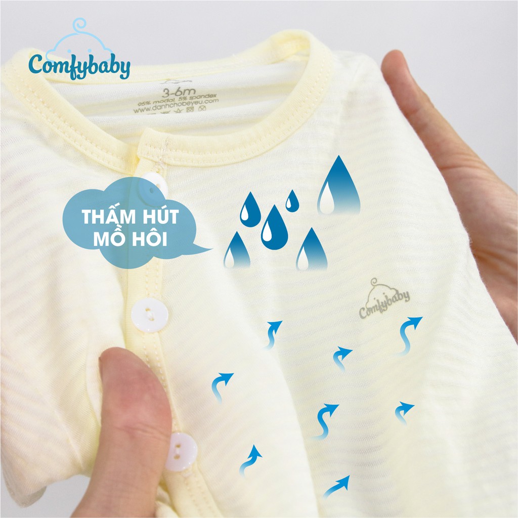 Bộ quần áo cộc tay cho bé 100% cotton lụa - siêu nhẹ - thoáng mát Comfybaby QACF22042021 size 3-12 tháng
