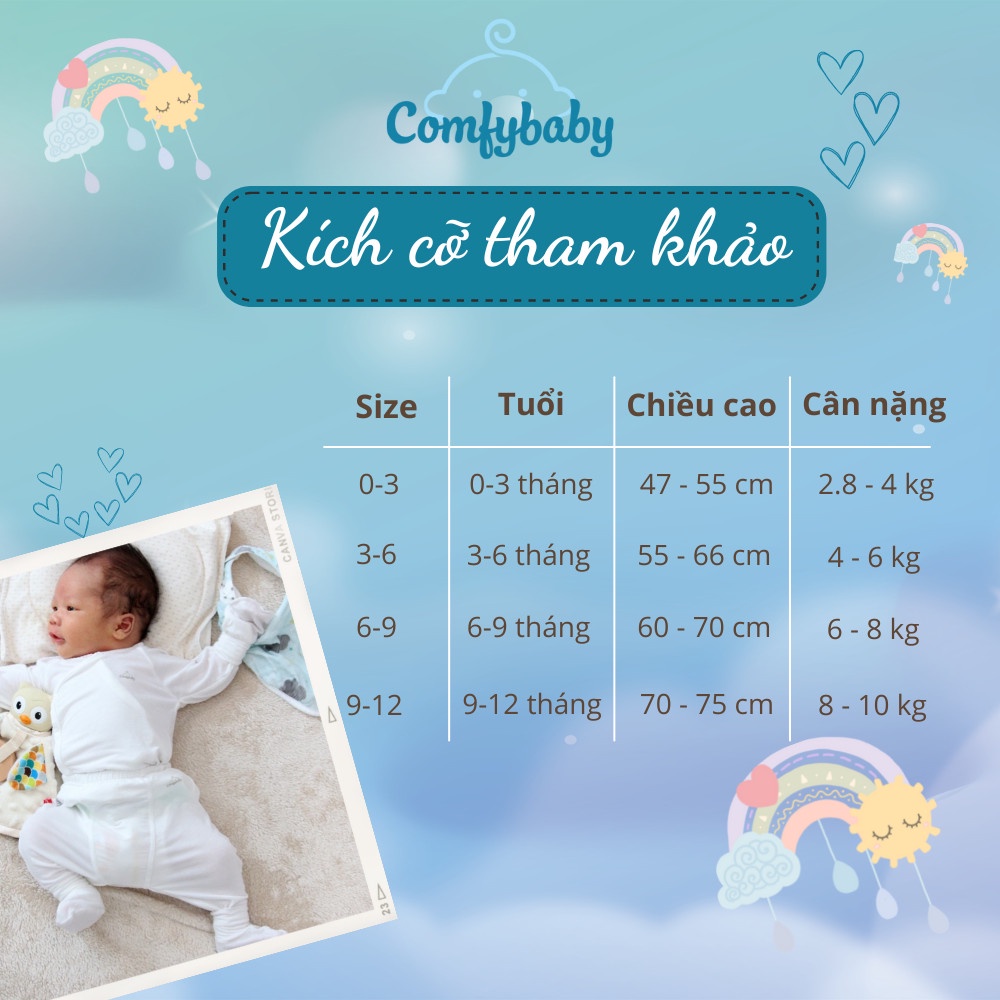 Bộ quần áo cộc tay cho bé 100% cotton lụa - siêu nhẹ - thoáng mát Comfybaby QACF22042021 size 3-12 tháng