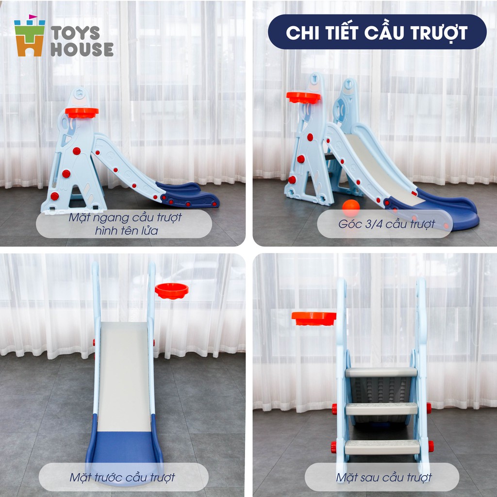 Cầu trượt kèm Khung bóng rổ cho bé Toyshouse WM21B271, hàng chính hãng cao cấp