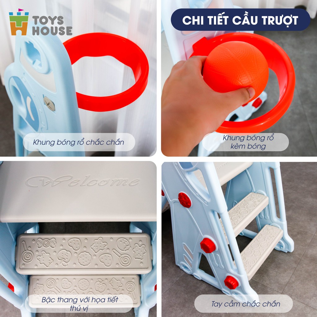 Cầu trượt kèm Khung bóng rổ cho bé Toyshouse WM21B271, hàng chính hãng cao cấp