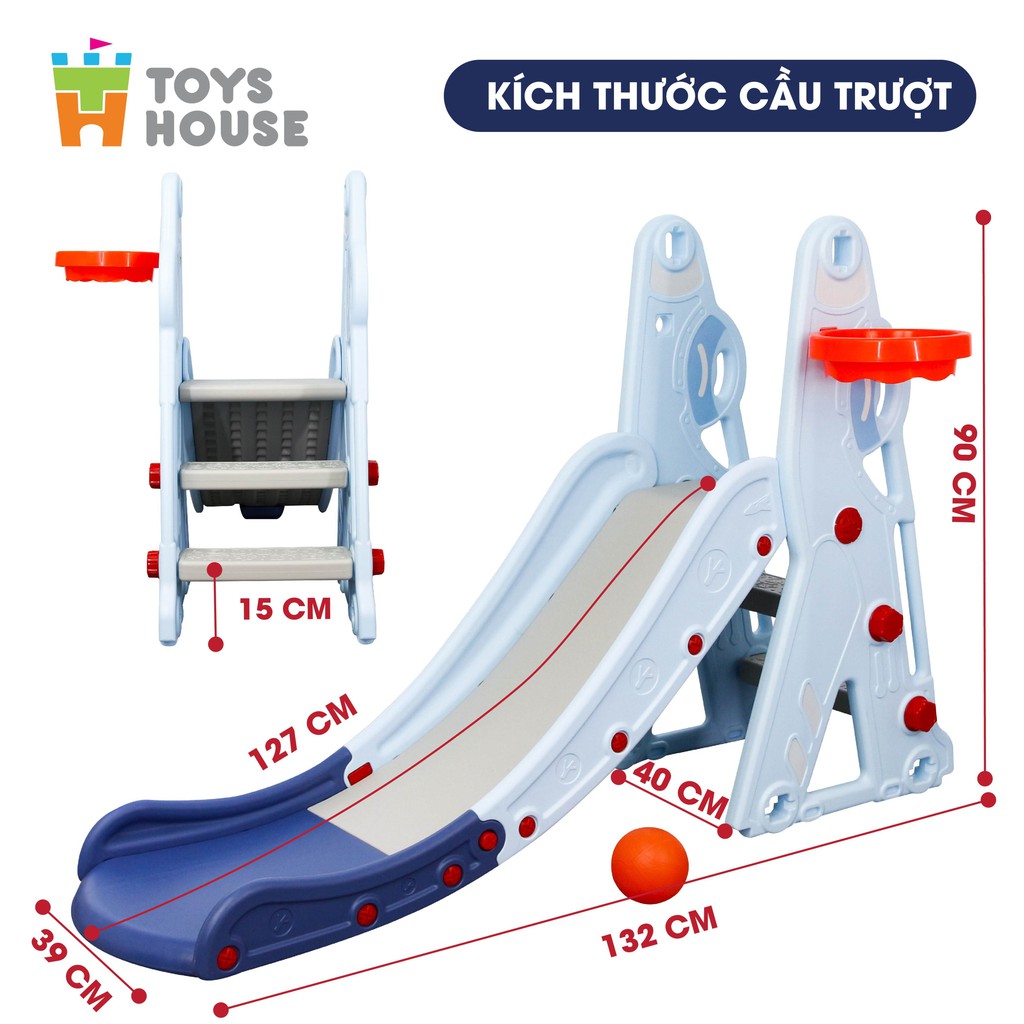 Cầu trượt kèm Khung bóng rổ cho bé Toyshouse WM21B271, hàng chính hãng cao cấp