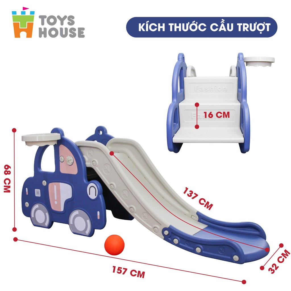 Cầu trượt kèm Khung bóng rổ cho bé Toyshouse WM21B061, hàng chính hãng cao cấp
