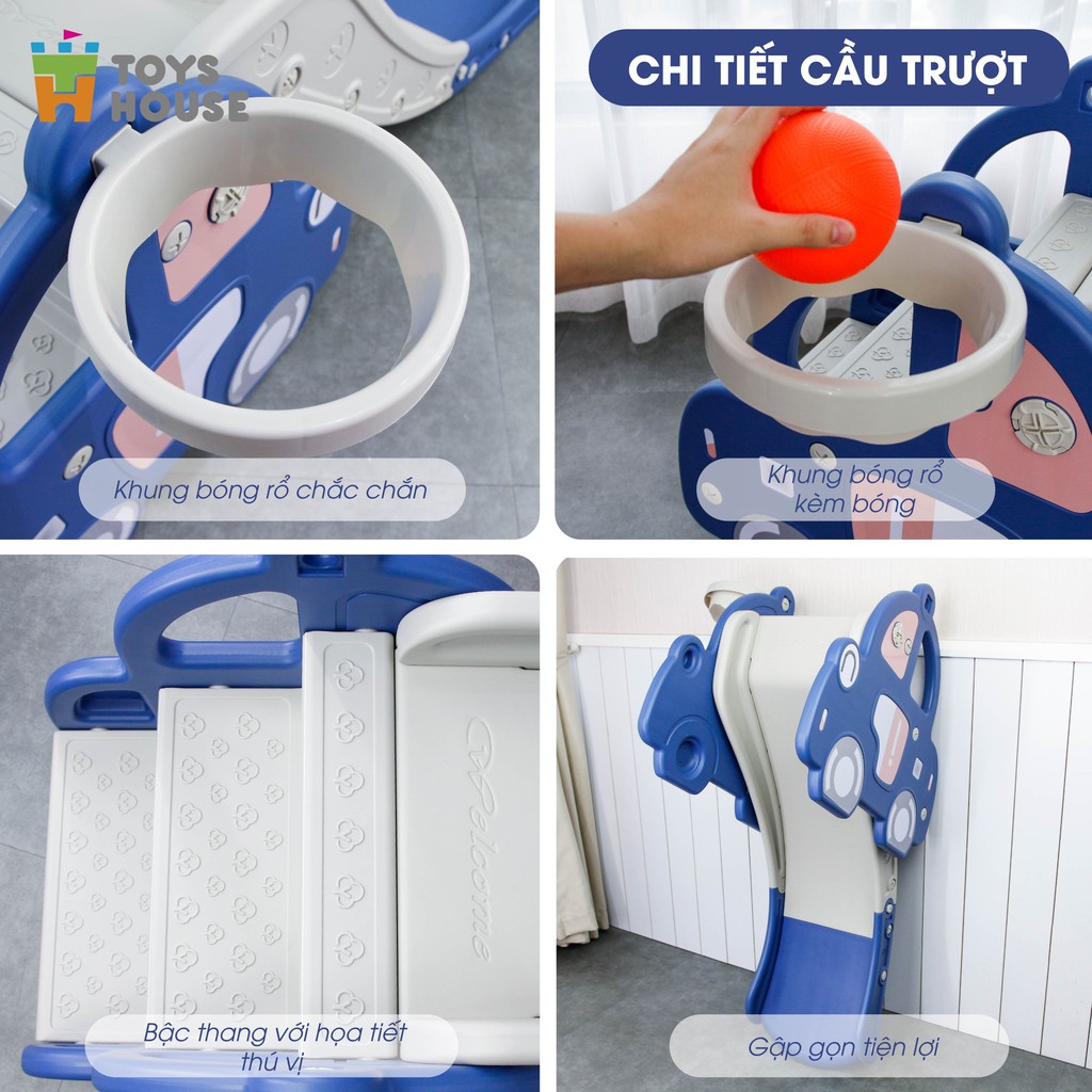 Cầu trượt kèm Khung bóng rổ cho bé Toyshouse WM21B061, hàng chính hãng cao cấp