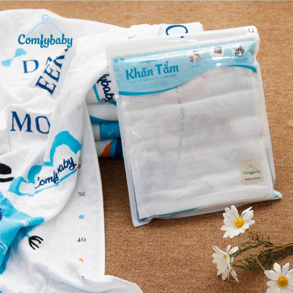 Khăn tắm cho bé và gia đình 100% Cotton cao cấp Comfybaby hàng xuất khẩu - đồ dùng phòng tắm, kỳ bé