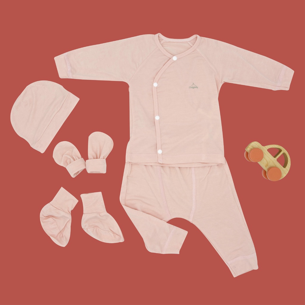Quần áo sơ sinh- newborn 5 món vải modal siêu mềm và thoáng khí kháng khuẩn (quần, áo, mũ, bao tay, chân) Comfybaby