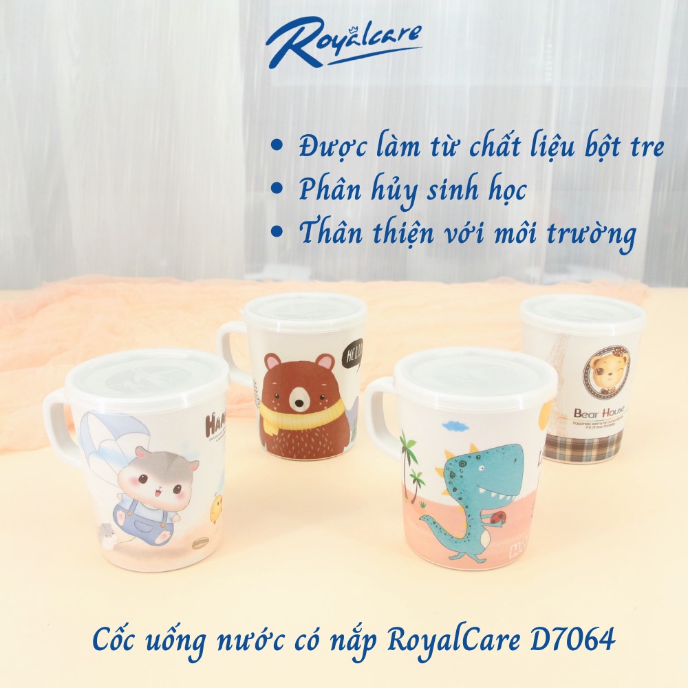 Ly uống nước cho bé làm từ tre bamboo kháng khuẩn có nắp đậy D7064 Royalcare - đồ dùng ăn dặm cho bé