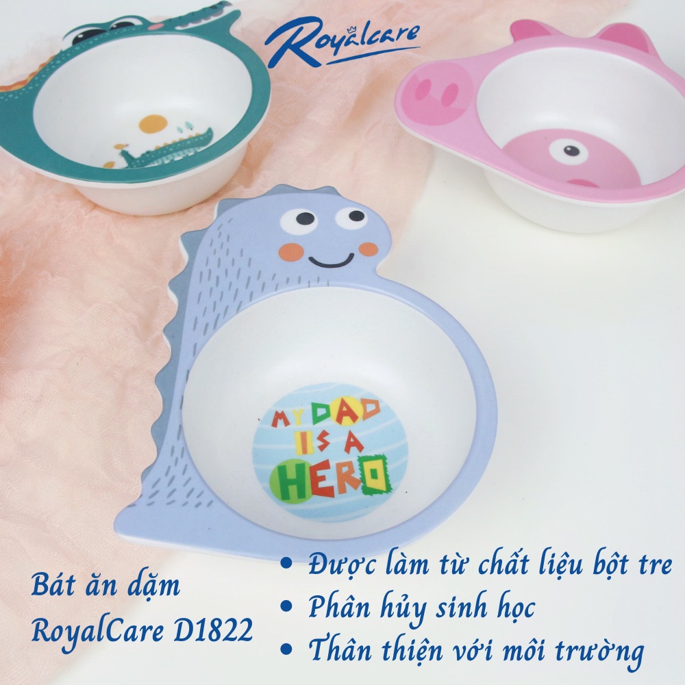 Bát ăn dặm cho bé hình động vật, chất liệu bột tre Bamboo kháng khuẩn 1822 Royal care