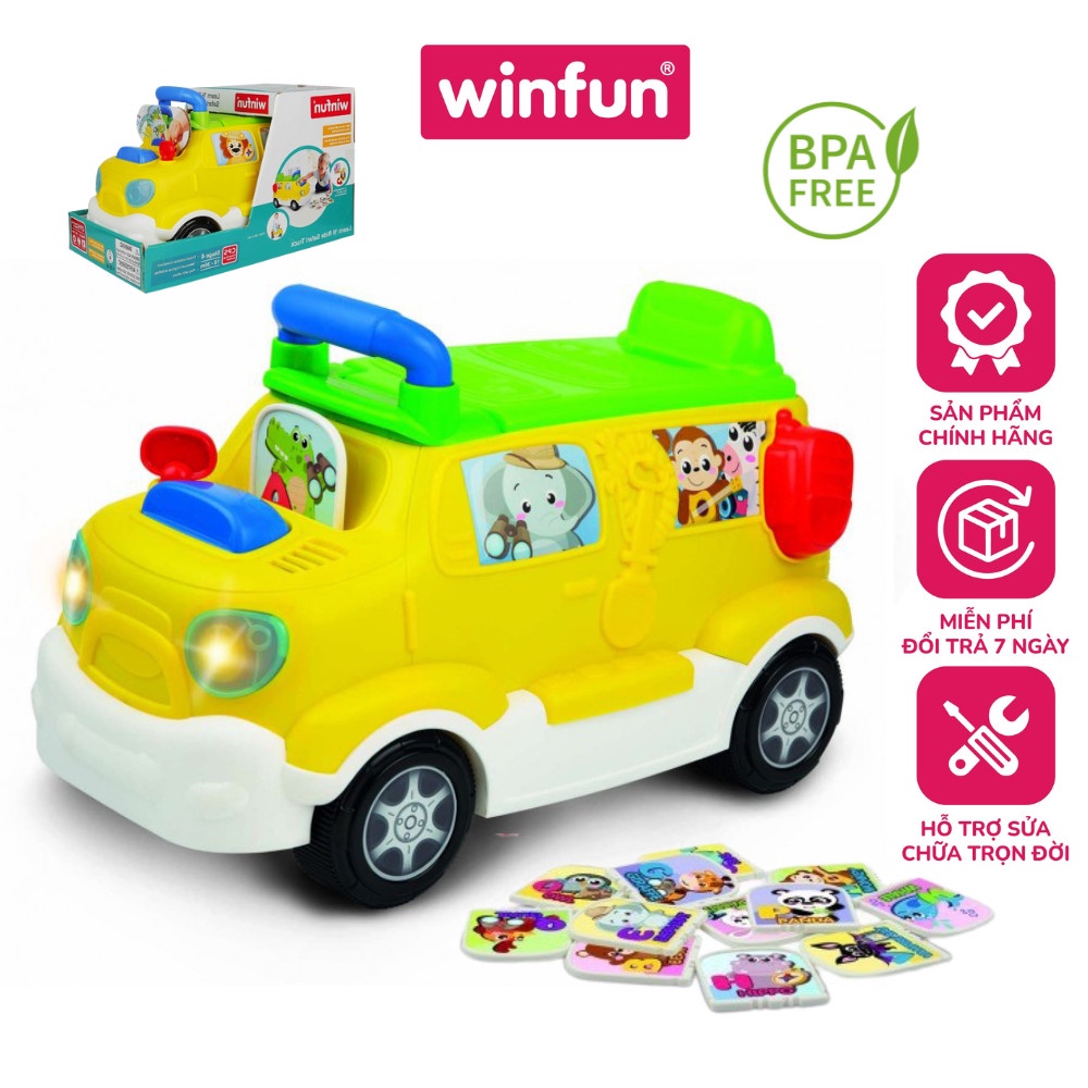 Xe tải đồ chơi, chòi chân kèm bộ chữ học tiếng anh Winfun 0864 - có nhạc vui nhộn - Hàng chính hãng