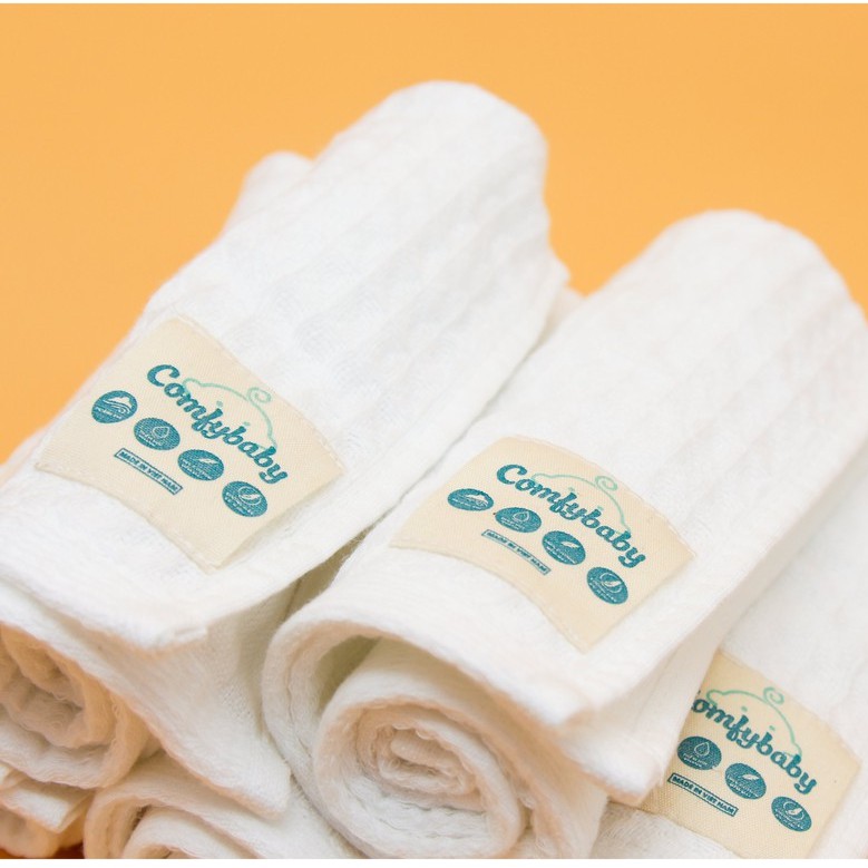 Khăn sữa cho bé - Set 5 khăn mặt vải xô 100% Cotton cao cấp Comfybaby hàng xuất khẩu - đồ dùng phòng tắm cho gia đình