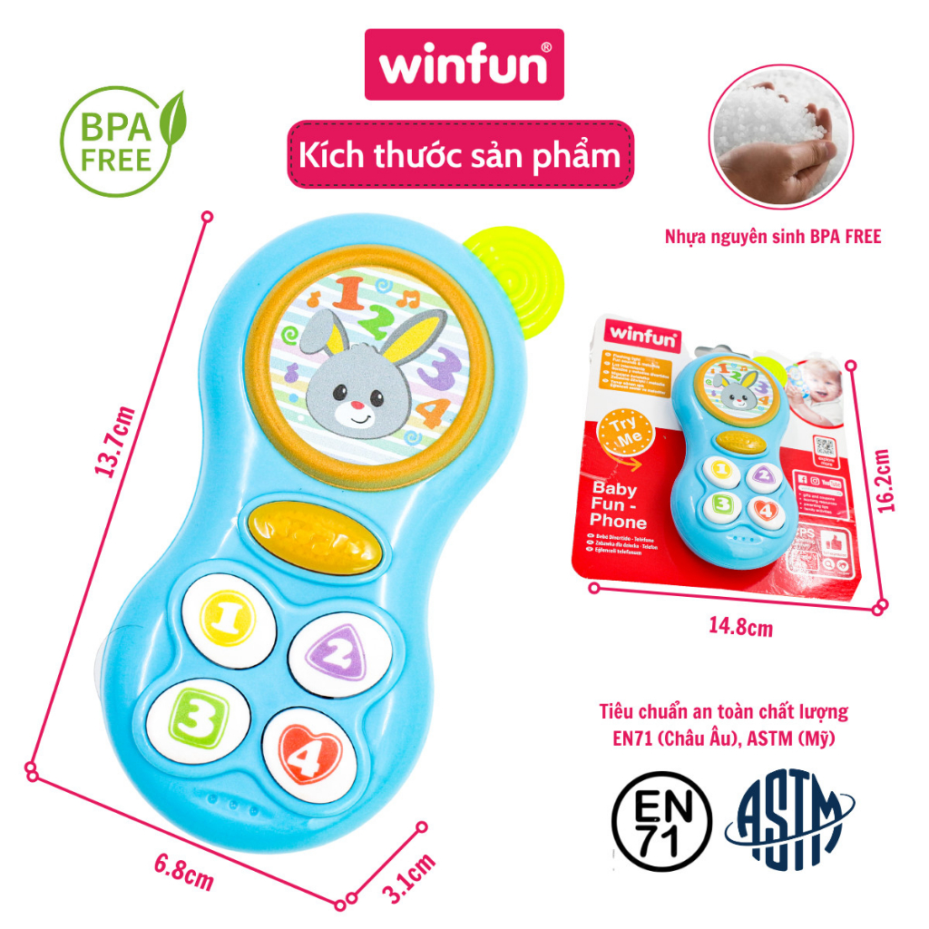 Điện thoại phát nhạc vui nhộn Winfun 0638 - đồ chơi âm nhạc kích thích phát triển trí tưởng tượng cho bé