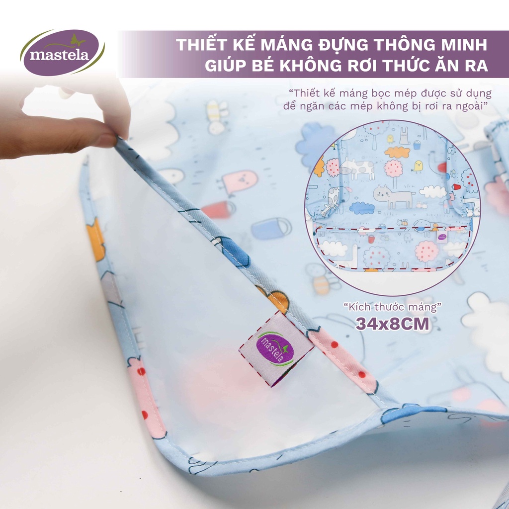 Áo yếm ăn dặm dài tay cho bé từ 6 tháng đến 3 tuổi - Cotton chống thấm nước cho bé tập ăn, tập vẽ Mastela