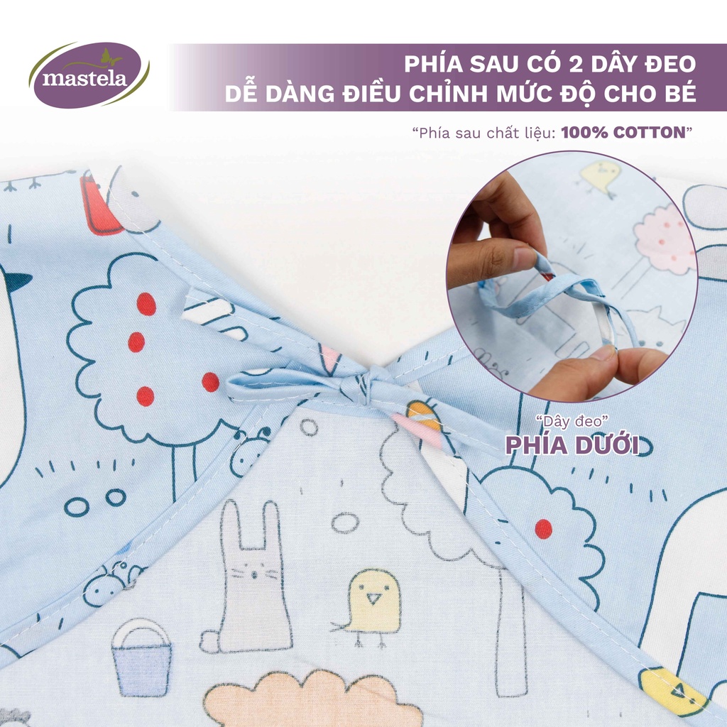Áo yếm ăn dặm dài tay cho bé từ 6 tháng đến 3 tuổi - Cotton chống thấm nước cho bé tập ăn, tập vẽ Mastela